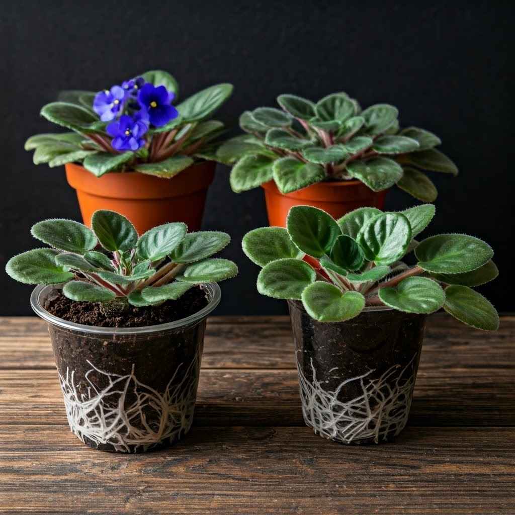 African violet propagation methods on display