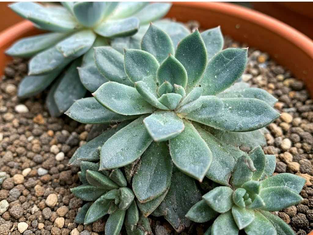 Succulent garden with mealybug infestation