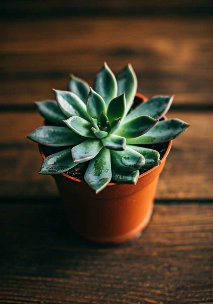 Wilted succulent with yellow leaves