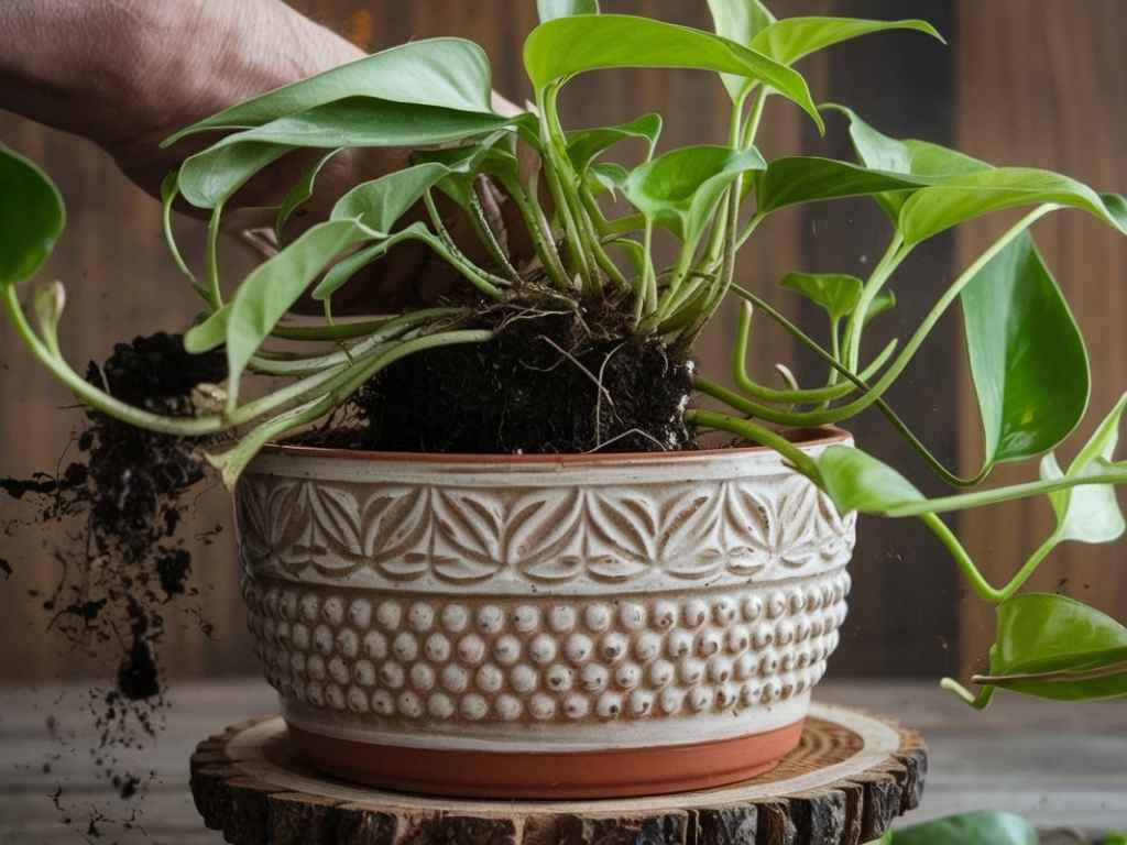 repotting pothos plant