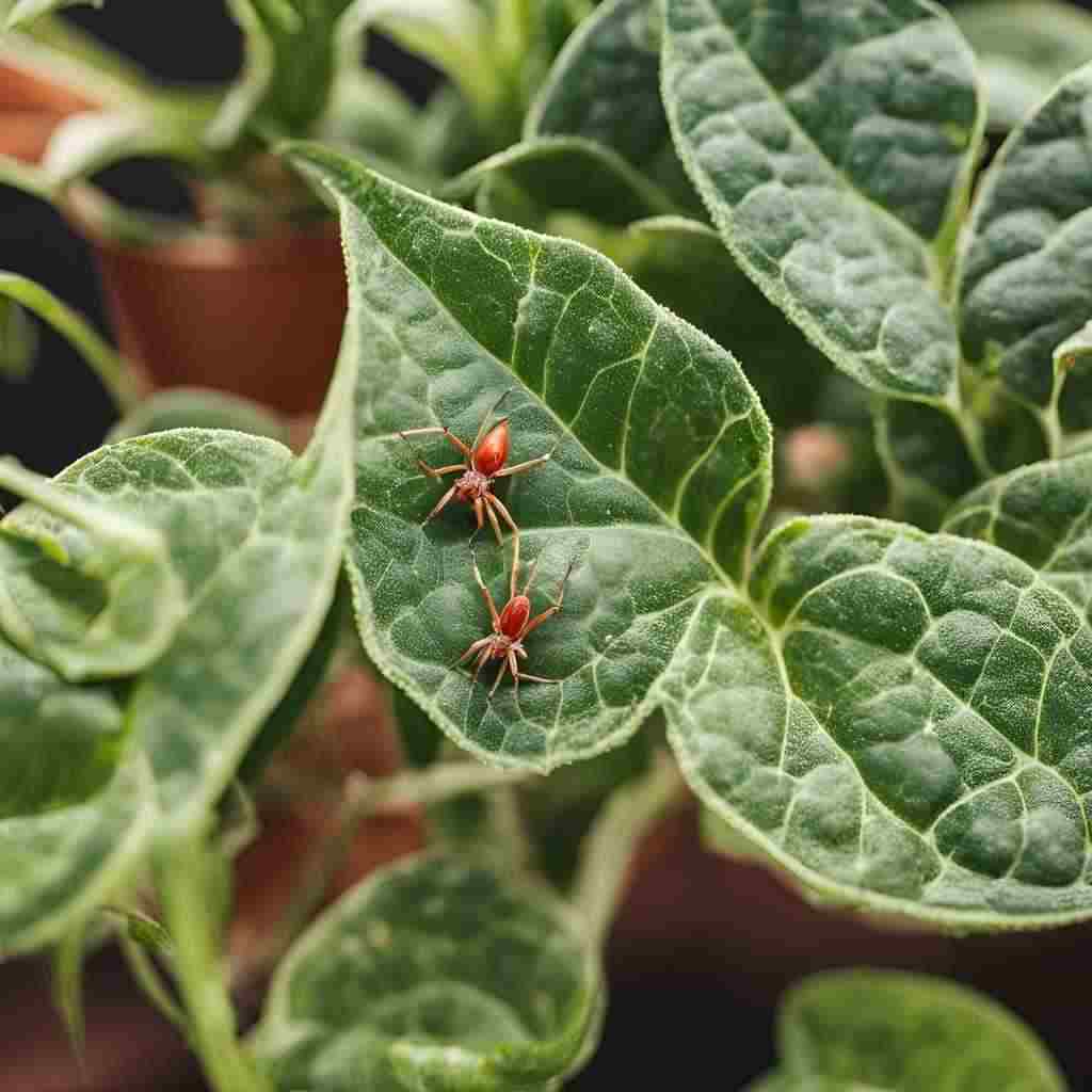 spider mites on indoor plants leaves