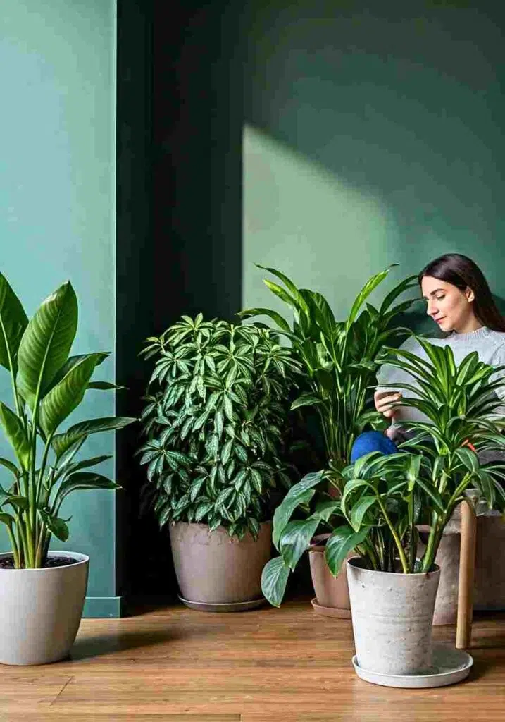 Person enjoying plants indoors