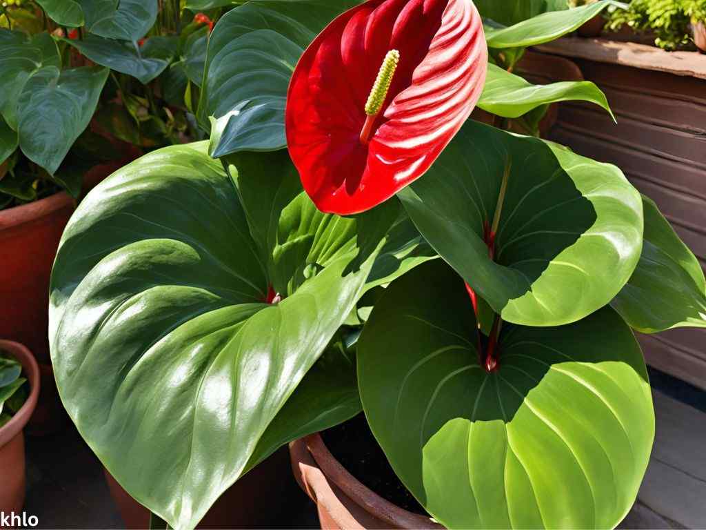 an anthurium plant basking in the sun