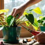 Pruning of a Pothos plant to promote bushiness