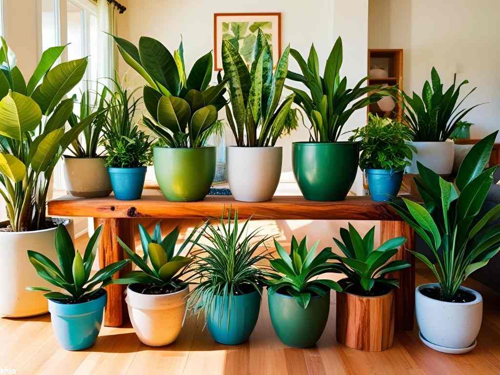 a group of drought-resistant houseplants on display