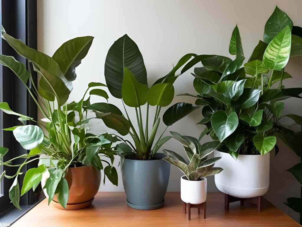 green leafy houseplants in different vases