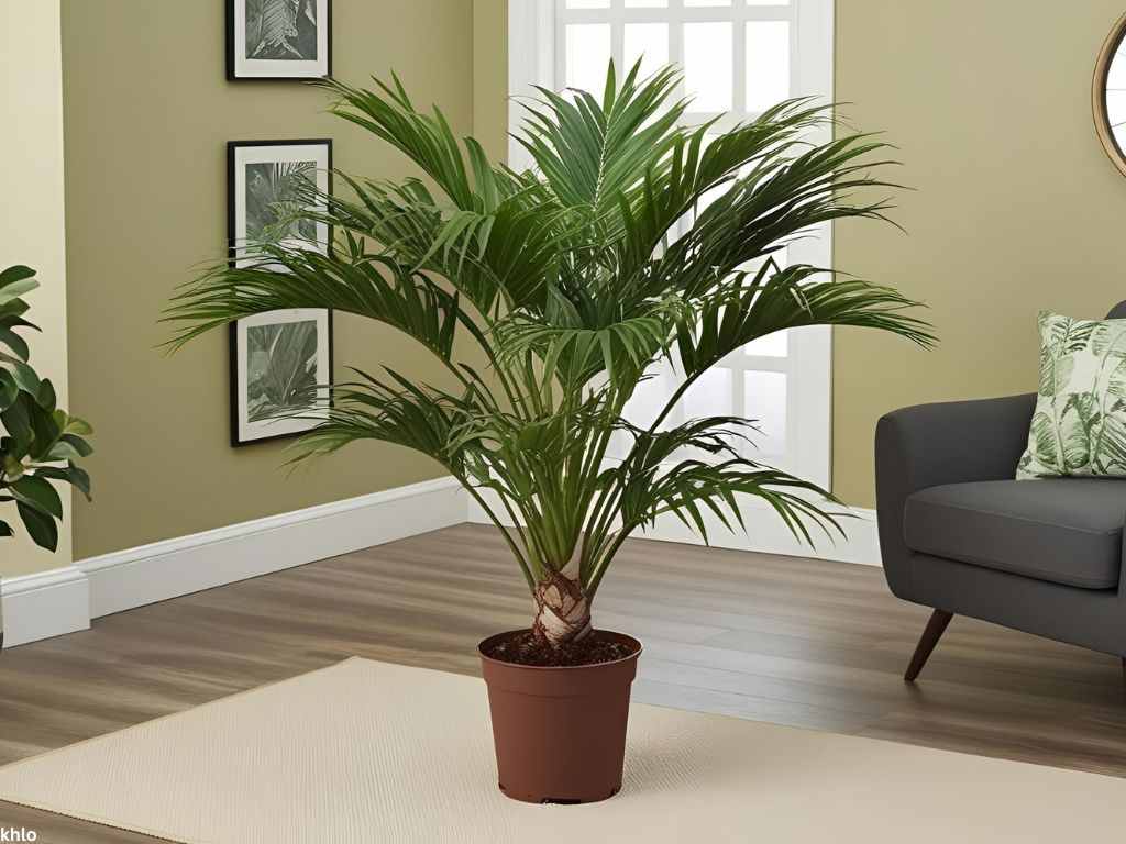 parlor palm foliage houseplant placed in the living room